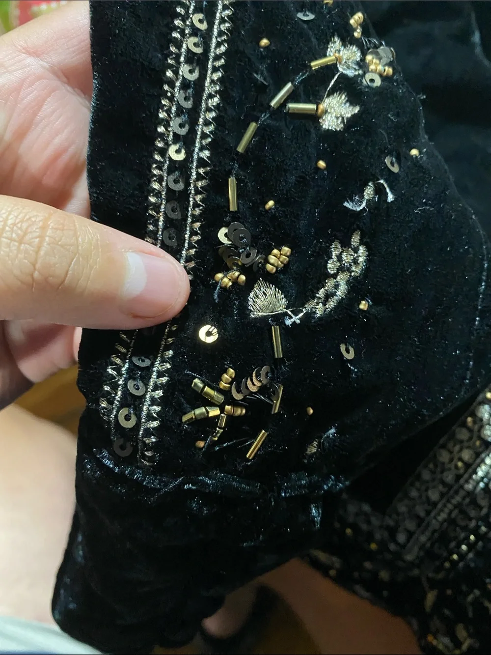 Free People Maxxie Embellished Velvet Jacket Black Small Beaded